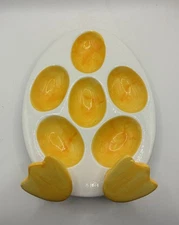 Vintage Ceramic Easter Devilled Egg Tray Serving Platter Hatching Egg Plate