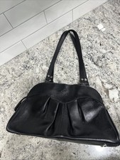 Patricia Nash Macellara Oval Satchel Shoulderbag Purse Black Leather EUC 14x8x4
