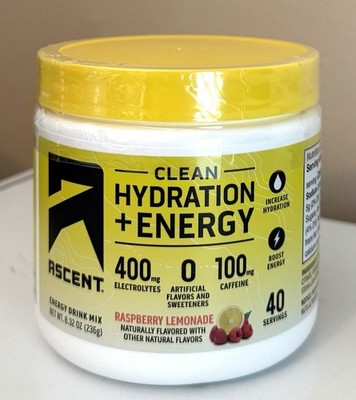 ASCENT CLEAN HYDRATION + ENERGY ELECTROLYTES POWDER RASPBERRY LEMONADE (SEALED)
