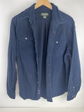 EDDIE BAUER Size LARGE button-down long-sleeve 100 cotton Shirt Navy Blue