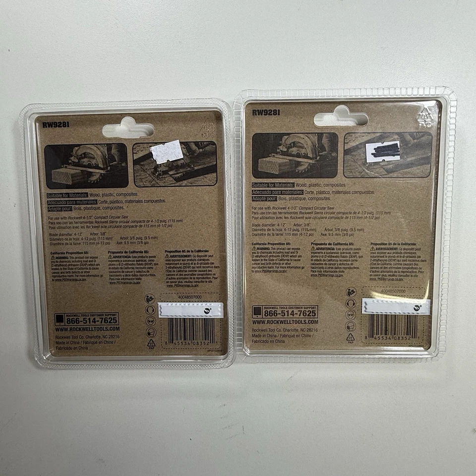 Rockwell RW9281 4.5" 24 dientes punta carburo TCT hoja de madera circular paquete de 2 NUEVO Foto 4 de 4