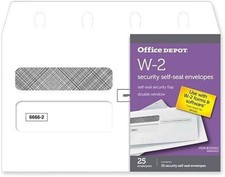 Double Window Self Seal Envelopes for W 2 Tax Forms 25 Pack
