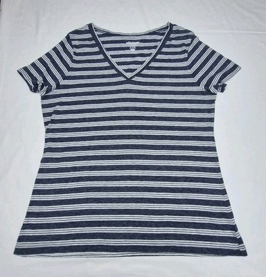 Old Navy Vintage~short sleeve~V neck~blue/white stripe~thin~sz XL