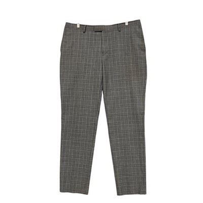 Van Heusen Suit Pants Mens 40 Grey Check Slim Fit Wool Formal Office 49703