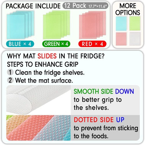 12 Pcs Refrigerator Liners, Washable Mats Covers Pads, Home Kitchen Gadgets A... - 第 2/6 張圖片