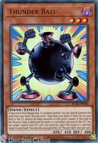 BLCR-EN004 Thunder Ball :: Ultra Rare 1st Edition Mint YuGiOh Card