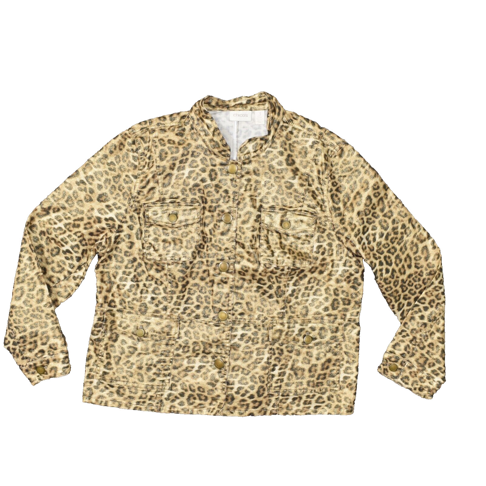 Chico's Women's Size 3 Basic Pocket Jacket Gold C… - image 1