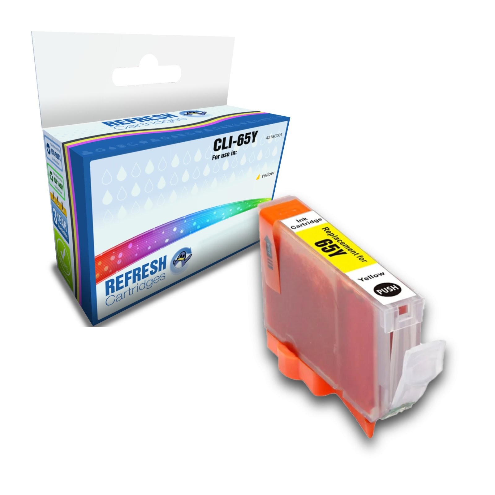 Refresh Cartridges Yellow CLI-65Y Ink Compatible With Canon Printers