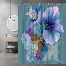 Abstract Floral Shower Curtain Blue Purple Flower Print