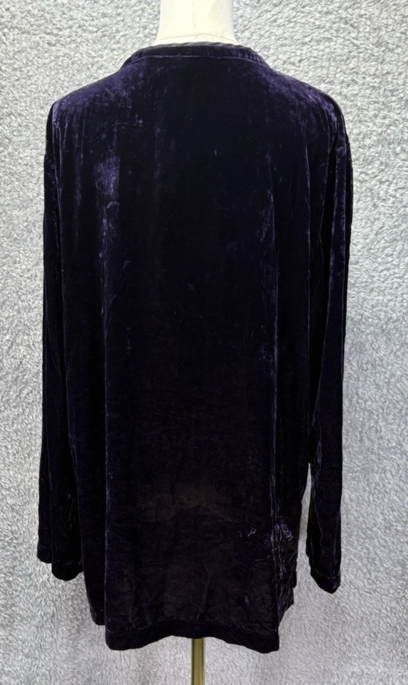Top túnica de terciopelo Chicos para mujer con cuentas boho artístico largo Slv cuello en V púrpura talla 3 XL Foto 3 de 4