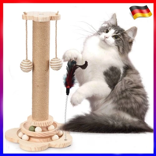 Solid Wood Cat Scratching Post with Sisal, 44.5 cm, photo 2