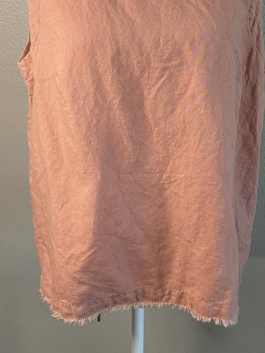 Liz Claiborne Women’s Medium Peach Raw Hem Linen Sleeveless Tank Lagen Look - Picture 10 of 10