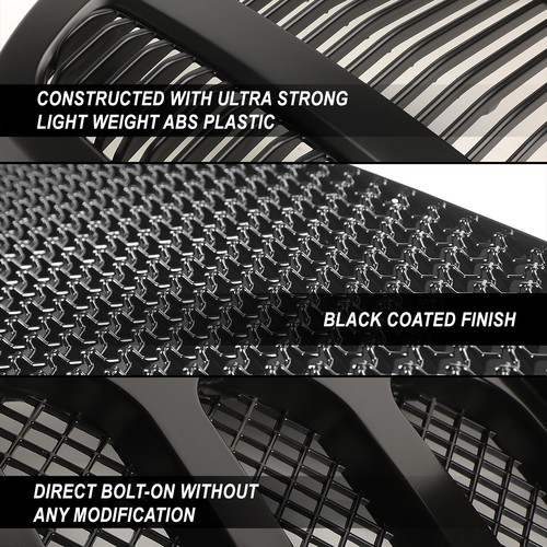 FOR 92-97 FORD F SUPER DUTY BRONCO F150-F350 F53 F59 FRONT BUMPER GRILLE BLACK - Picture 2 of 7