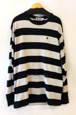A BATHING APE 001LTJ801001M Long-sleeved T-shirt, striped, black, size XL
