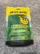 Body  Face Wipes Refreshing Travel Cleansing Towelettes NEW Eucalyptus 30ct