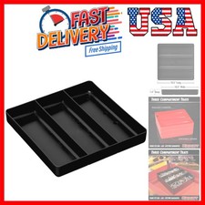 Stackable Home, Office Workshop Tray in Black with 3 Compartments - Ideal f...