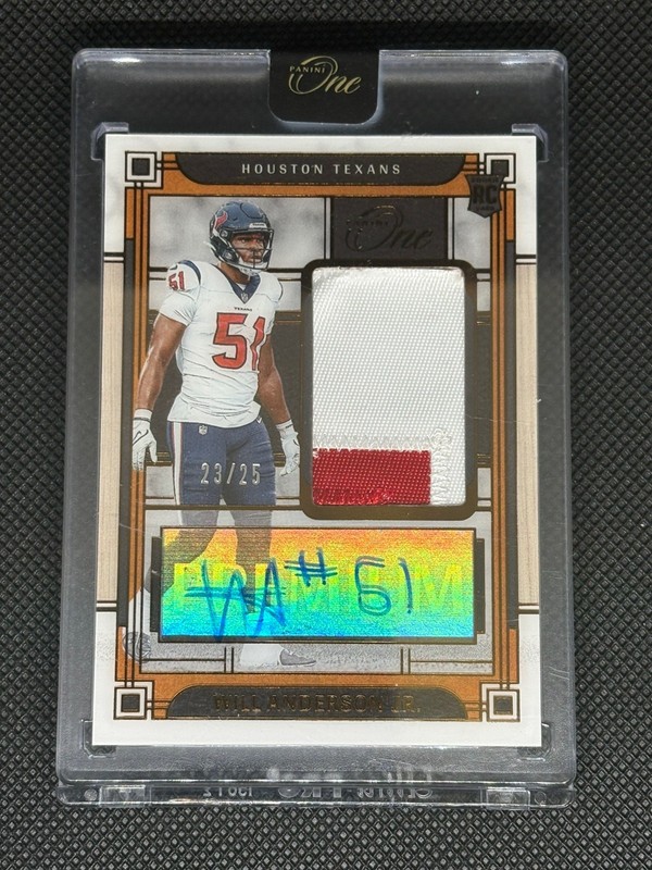 WILL ANDERSON JR. 2023 PANINI ONE RPA ROOKIE PATCH RED RC AUTO /25