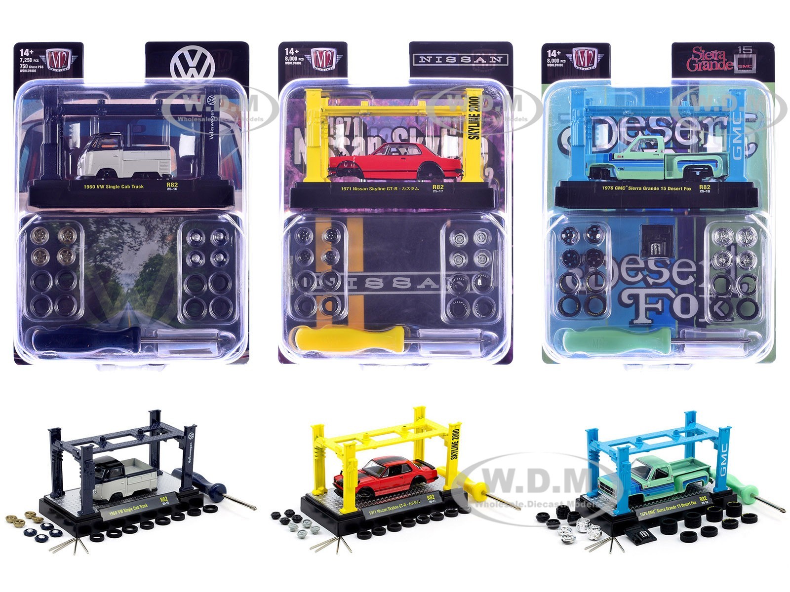 MODEL KIT RELEASE 82, 3 PIECE CAR SET 1/64 DIECAST MODELS M2 MACHINES 37000-82