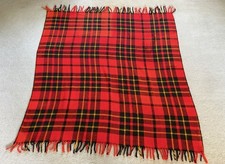 VTG Faribo Wool Plaid Blanket Throw Red Tartan Fringe 54x54 Cabincore Buffalo