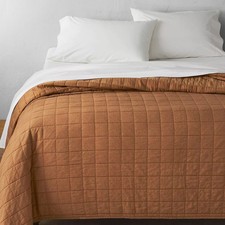 Casaluna Quilt Cotton/Rayon Blend Box Quilted Heavyweight Warm Brown Full/Queen