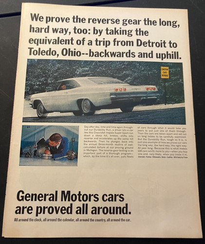 1965 General Motors Cars "Proved All Around" - Vintage Print Ad / Wall Art