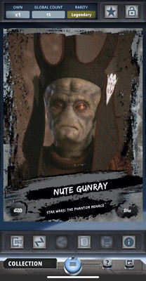 Topps Star Wars Digital Card Trader Gallery Black Nute Gunray LEGENDARY 15cc!!