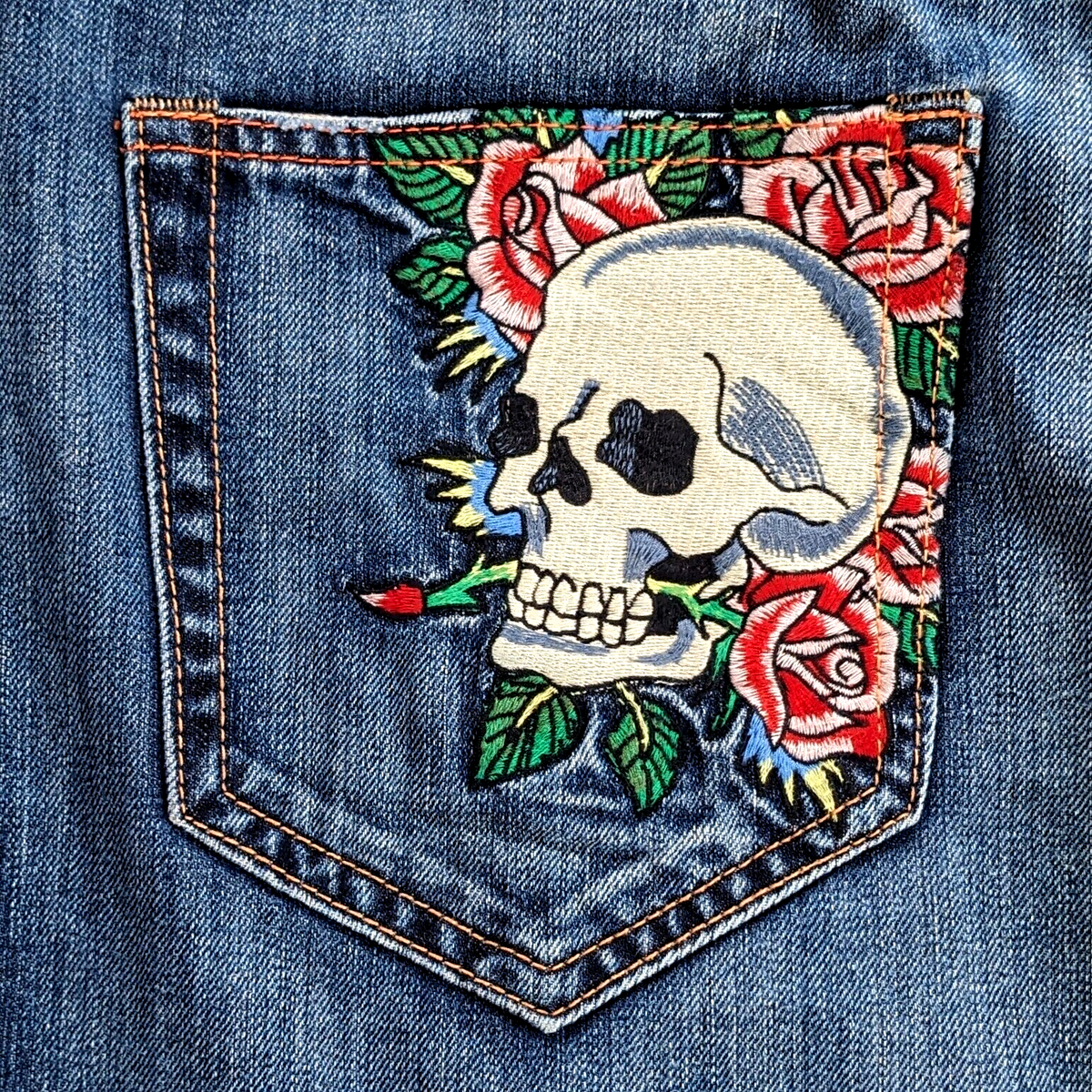Ed Hardy Jeans Christian Audigier Skull Rose Embroidered Tag 33x34