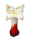 Vintage Murano Style Trumpet Tulip VASE HAND BLOWN ART GLASS 8" Orange Blue Red