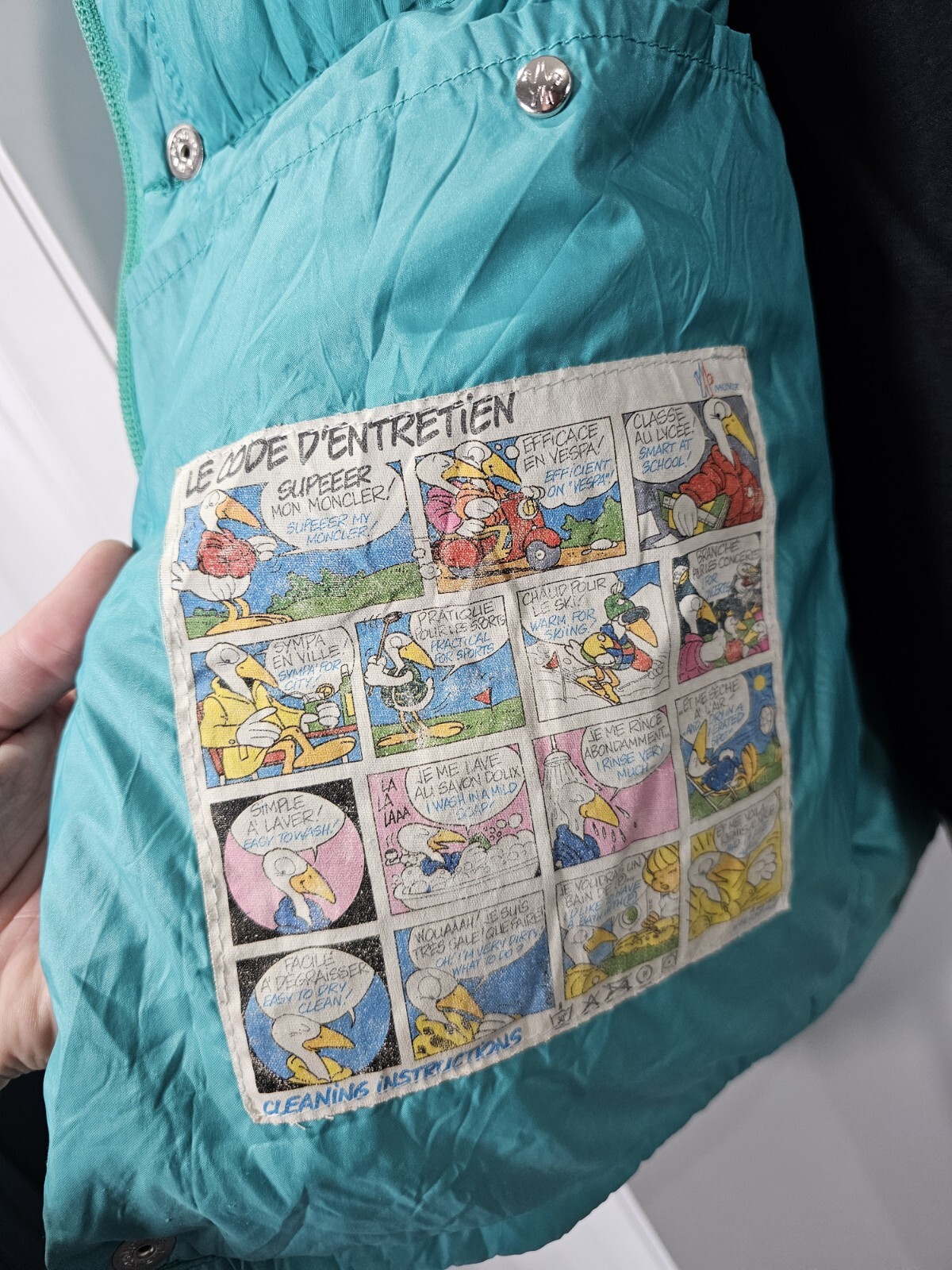 Vintage 70's MONCLER Grenoble Puffer Down Jacket LARGE Green Zip Off Sleeves  thumbnail 14