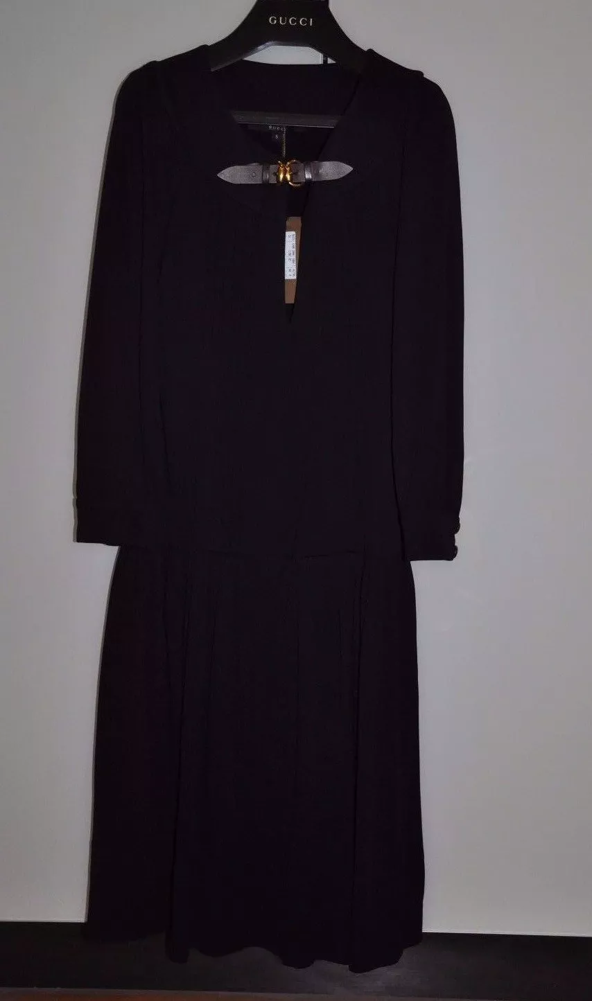 Authentique robe de luxe femme RARE Gucci en viscose noire,IT40/S 