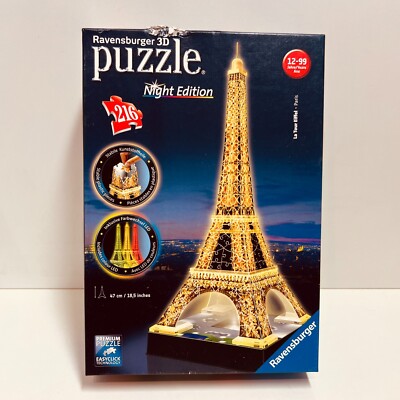 Ravensburger 216 Teile 3D Puzzle Night Edition Eiffelturm bei Nacht Paris 125791