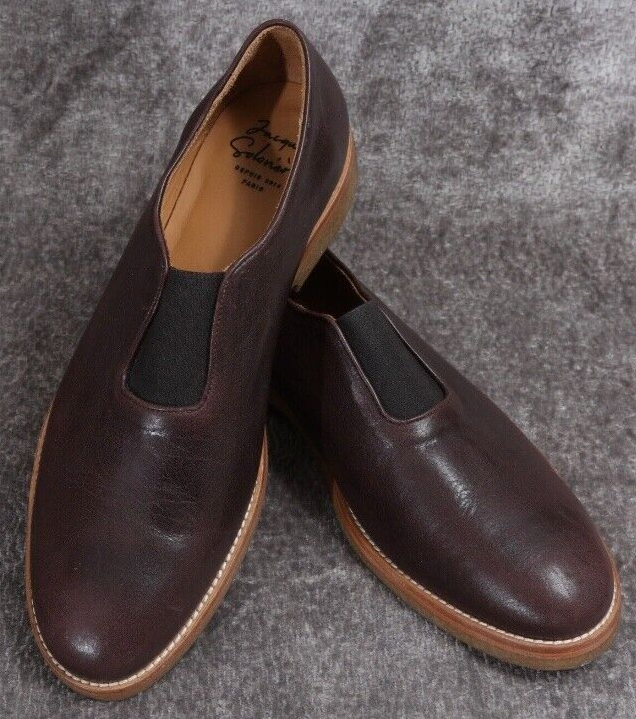 JACQUES SOLOVIERE PARIS ESPRESSO LEATHER ELASTIC FRONT LOAFERS
