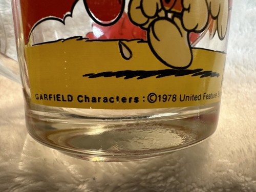 Vintage 1978 Garfield McDonalds Glass Coffee Mugs Set of 2 Jim Davis Comic Strip - Picture 9 of 12