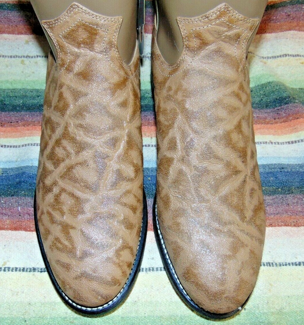 Mens Justin Diamond J Brown Elephant PRINT Leather Roper Cowboy Boots ...