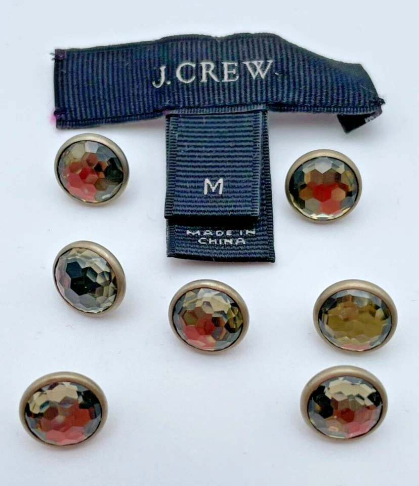 J. Crew Replacement Round Shank Buttons Silver Metal Gray Rhinestone Set Of 7 - Image 3 of 4