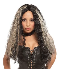 Rocker Crimped Long Two Toned Women's Curly Hair Wig Seasonal Visions