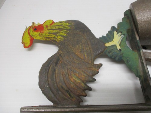 Vintage Large Cast Iron Wall Mount ROOSTER FARM Country DINNER BELL 15" - Picture 10 of 13