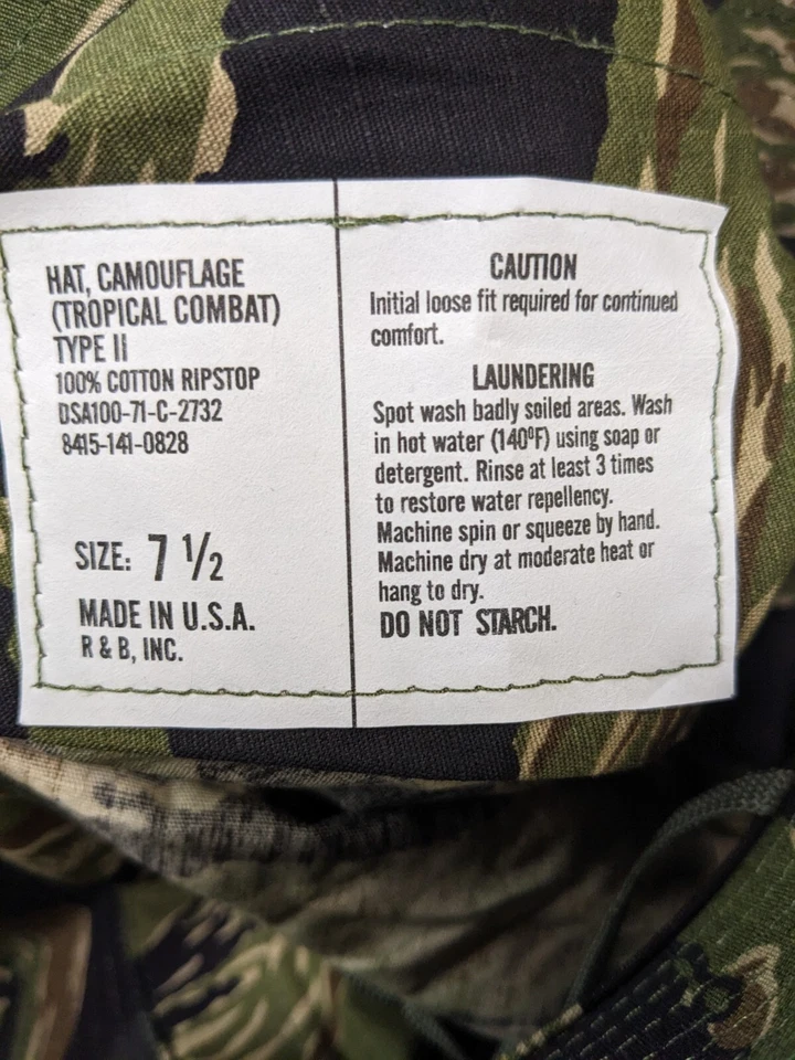 Vietnam Shooter's 2" Ala Corta Boonie Cubierta - Tigre Rayas Boonie Sombrero Edición Gobierno Foto 4 de 4