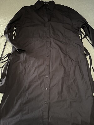 ZARA Shirt Midi Dress Size M Oversized Navy Blue Color New