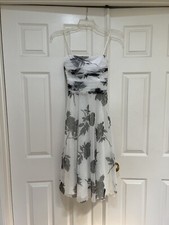 Eliza J White/ black floral Net overlay Straps Midi Formal Wedding Guest Dress 8