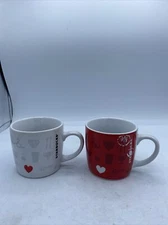 Pair of Starbucks Things I Love Heart Coffee Cups 7.8 fl oz Mugs Espresso Red