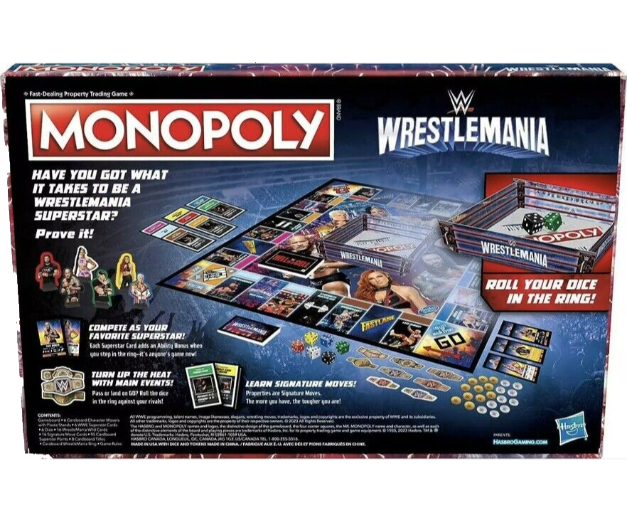 Wwe monopoly wrestlemania edition board game for ages 8 and up