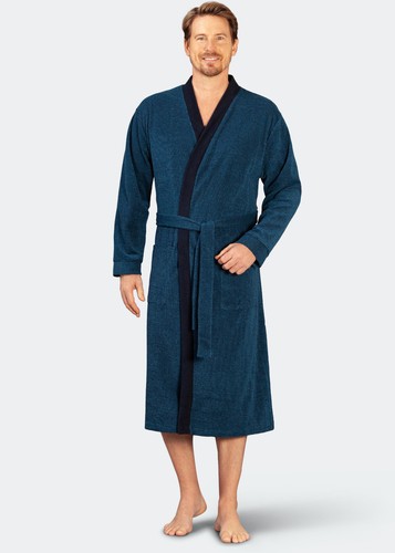 hajo Herren Bademantel Größe 56/XXL blau Frottee Reisebademantel 53668 - Bild 3 von 6