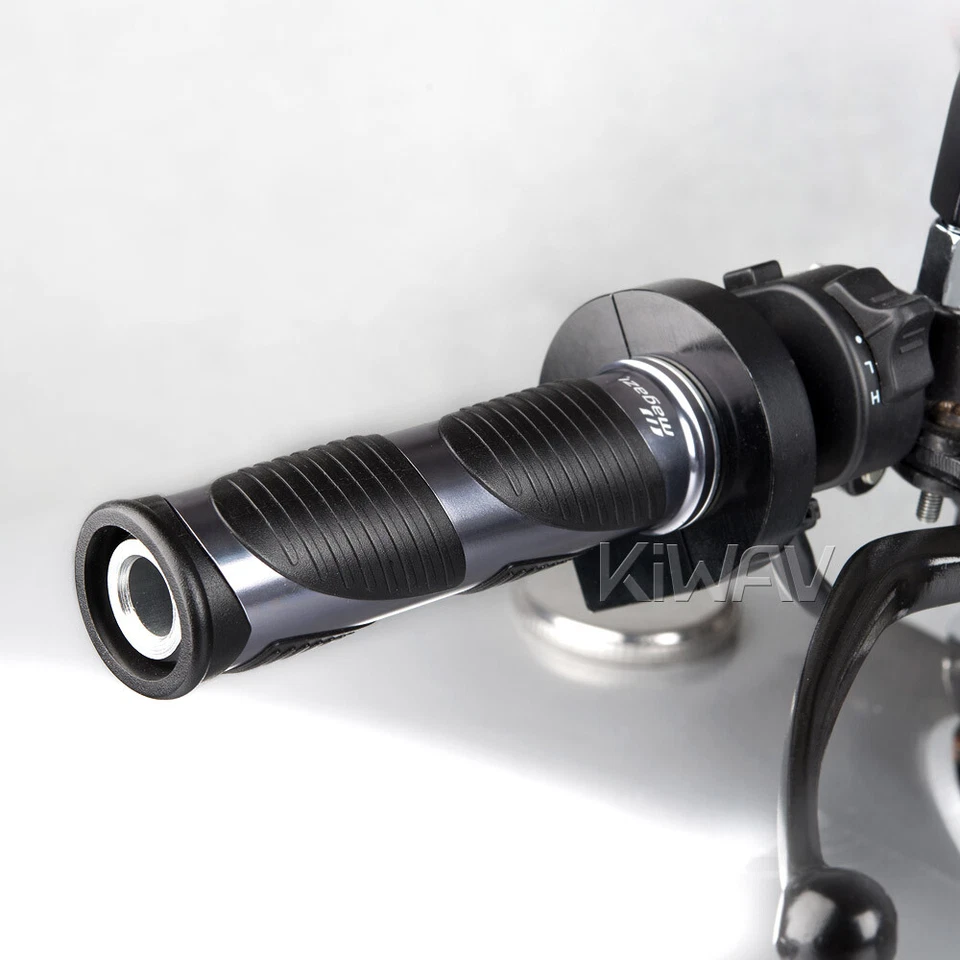 Empuñaduras estilo onda negro TPR + aluminio gris oscuro 22 mm x1 + 25 mm x1 se adapta a Yamaha Foto 4 de 4