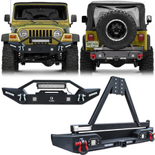 Steel Frontrear Bumper Wtire Carrierled Lights For 1997-2006 Jeep Wrangler Tj