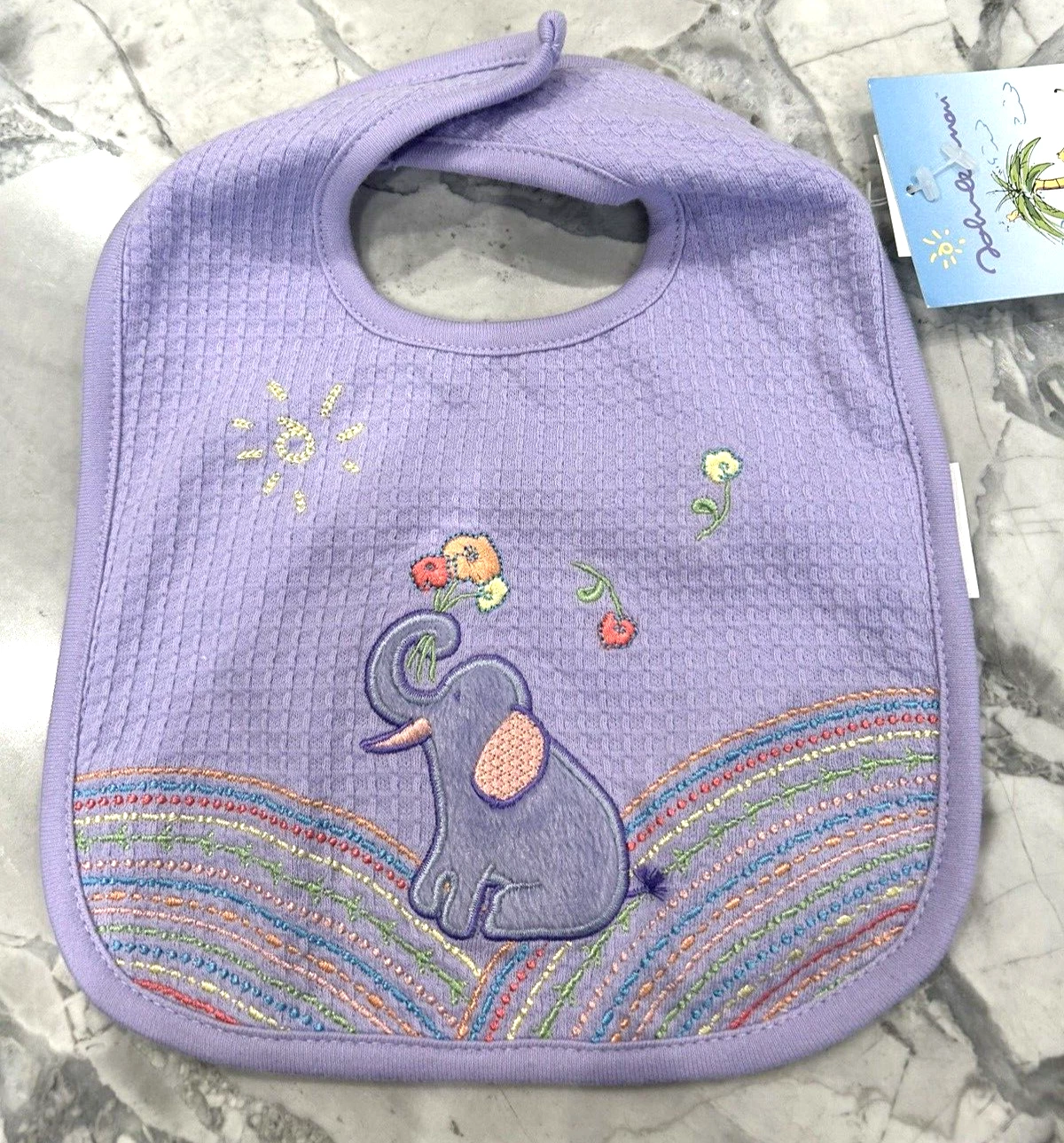 Baby Girl New With Tags Carter's John Lennon Lavender Elephant Bib-Vintage- Rare