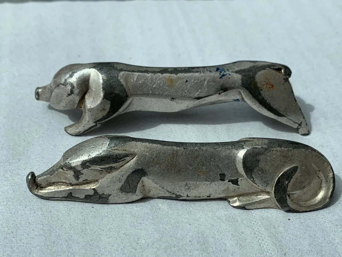 4 porte-couteaux en cristal chiens Ric et Rac anciens 1925