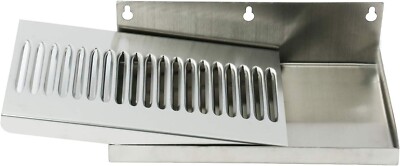 Stainless Steel Wall Mount Drip Tray 10'' x 6'' Draft Beer Kegerator Keg No Drain