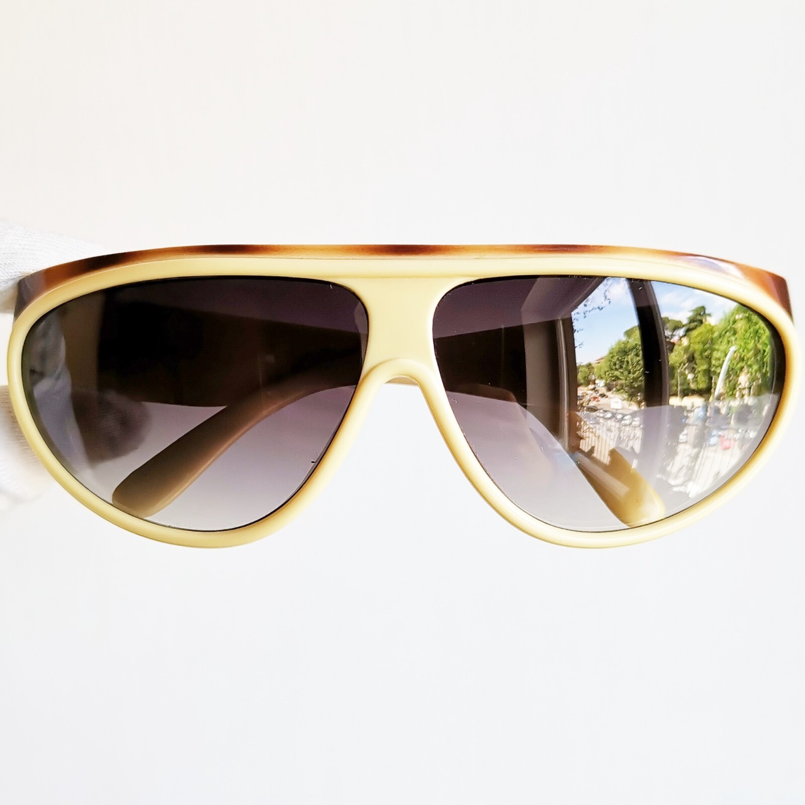 occhiali da sole YSL 8761 Yves Saint Laurent sunglasses vintage white g brown