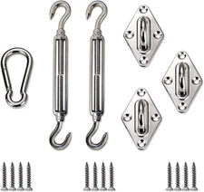Sun Shade Sail Hardware Kit - 8 Inches - Super For Triangle 8 Inches, Silver 